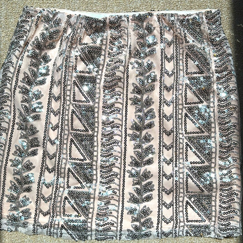 Pink sequin sparkle skirt - size L - Charlotte Russe y2k